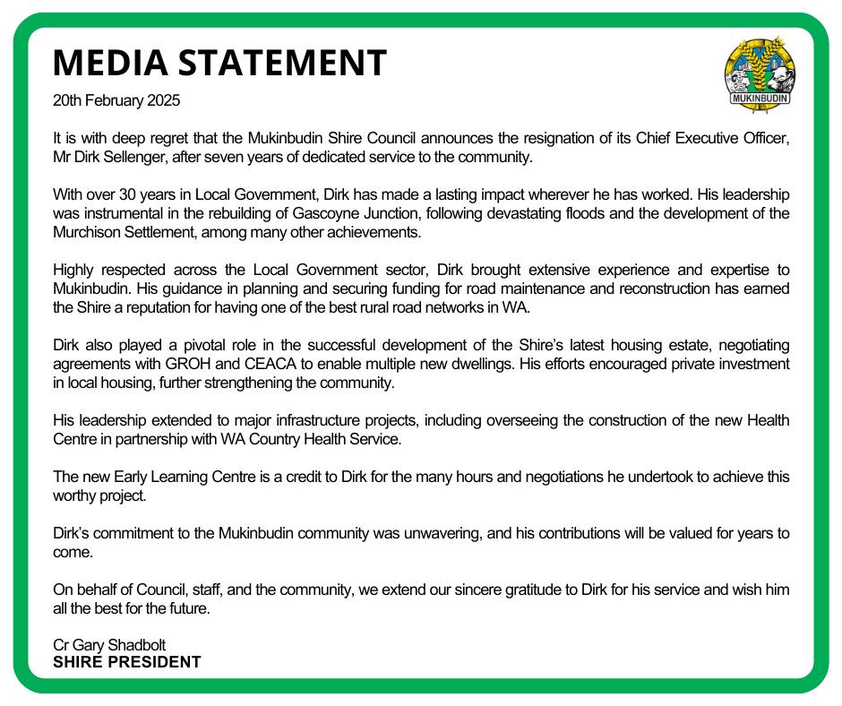 Media Statement - Resignation of CEO